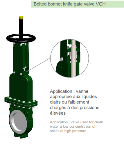Bolted bonnet knife gate valve VGH
