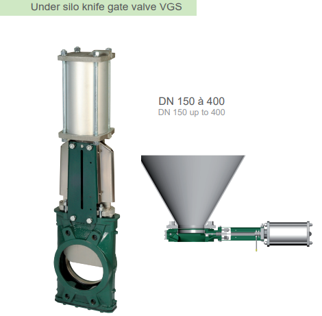 Under silo knife gate valve VGS